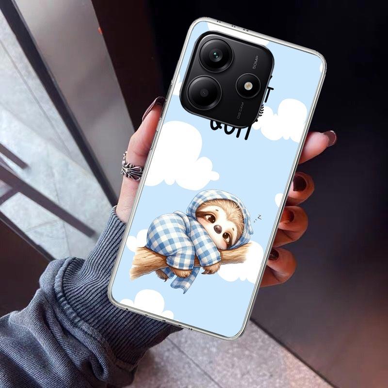Animal Cute Cartoon Sloth Coffee Phone Case For Xiaomi Redmi Note 15 14 14S 13 12S 12 Pro Plus 11S 11 10S 10 4G Cover 11E 11T 5G
