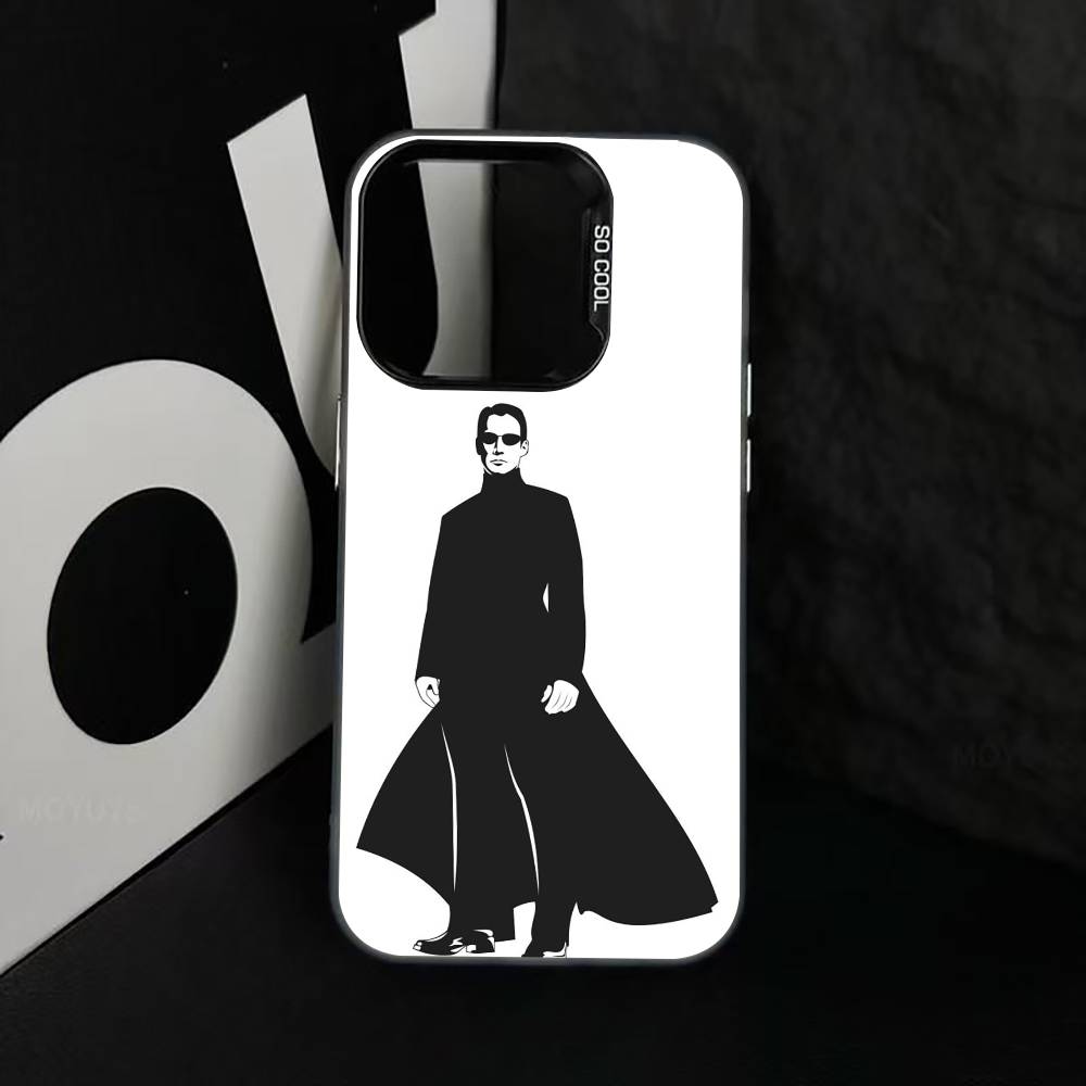 Чехол-матрица T-M для iPhone 17, 16, 15, 14, 13, 12, 11 Plus, Pro Max, XS, Цветной Серебристый Черный Чехол
