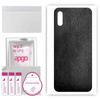 apgo Protective Skin Sticker for the Back Compatible with Xiaomi Redmi 9i, Wrap Film, Foil, Vinyl - Pattern Black Leather