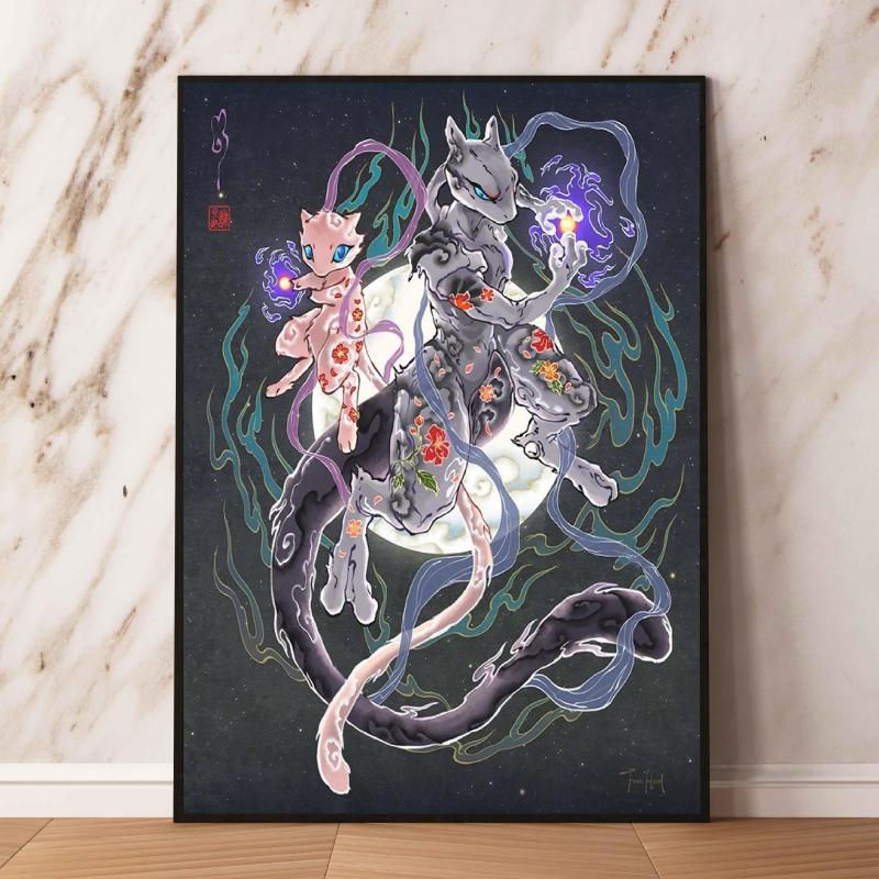 Lugia Ho-Oh Pokemon Unframed Canvas Painting Comic Themed Anime Wall Decor  Unique Collection Enhance Your Living Space