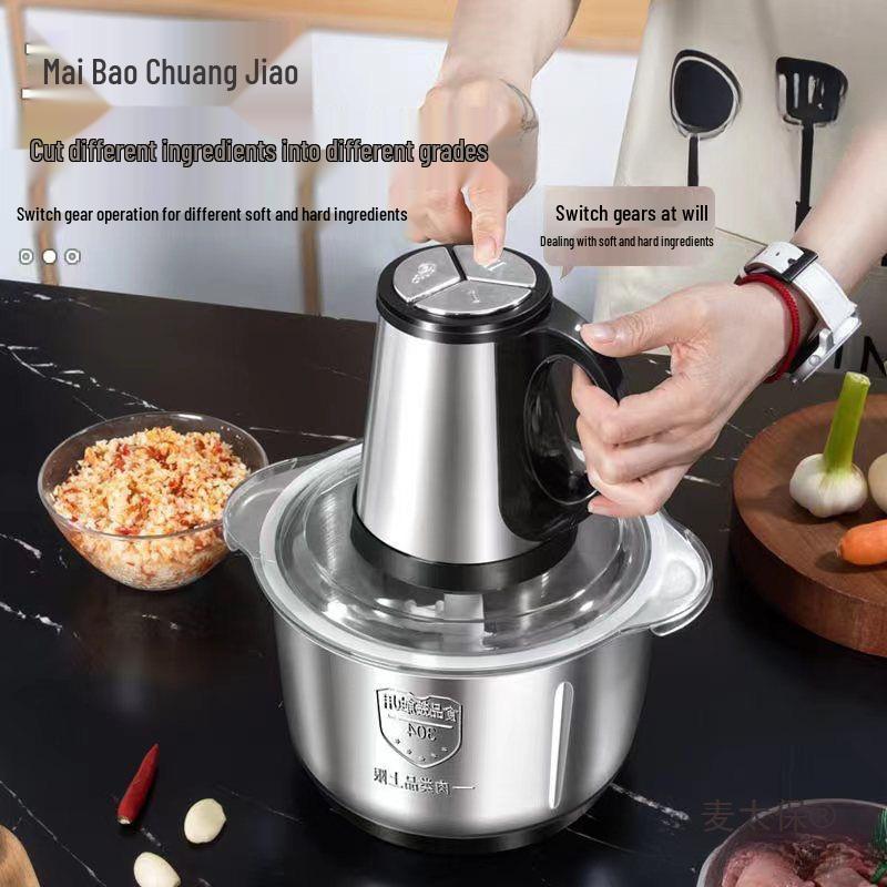 Electric Meat Grinder & Food Processor - Dough Mixer, Blender, Dumpling Filler, Chili Powder Maker
