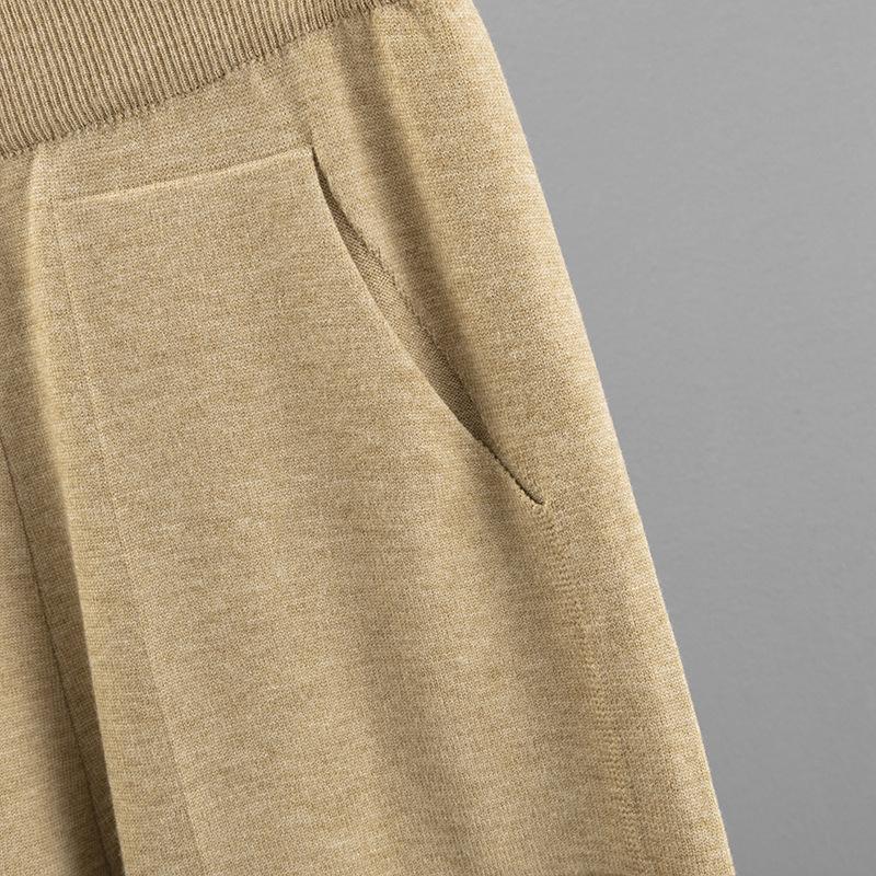 GMXIA Solid-color Knitted Semi-high Neck Slit Sweater Set for Women's Autumn and Winter Fashionable Casual Sweater Two-piece Set