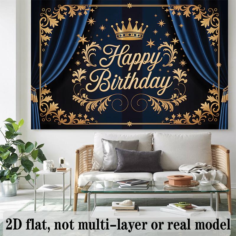 Birthday Party Banner, Elaborate Polyester Backdrop Wall Decor for Celebration