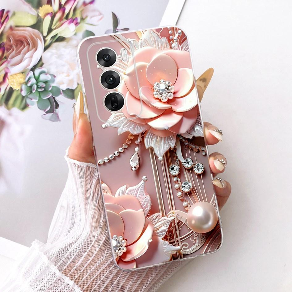 Чехол для OPPO Reno 12 5G CPH2625 Новый Стильный Цветок Бантик Мягкий Прозрачный Силикон ТПУ Задняя Крышка Для OPPO Reno12 Pro CPH2629 Чехол