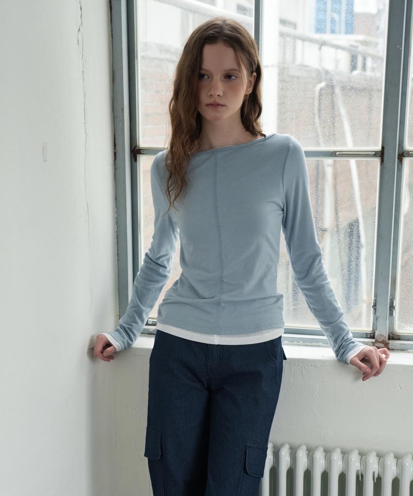 WAARFORWOMAN Wt-97 Boat Neck T-Shirt_Sky Blue