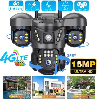 V380 Pro 4G IP камера 15MP Wifi тройные линзы тройные экраны обнаружение человека видеомонитор безопасности наружная водонепроницаемая камера видеонаблюдения