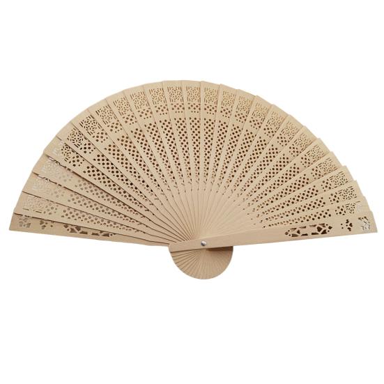 Wooden Folding Fan Chinese Style Hollow Ribs Portable Summer Hand Held Fan Decoration