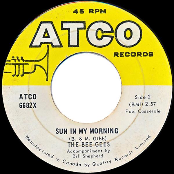 7-дюймовая пластинка BEE GEES Tomorrow Tomorrow Sun In My Morni ATCO6682X ATCO 1969 Канада Танцевальная Электроника Б/У