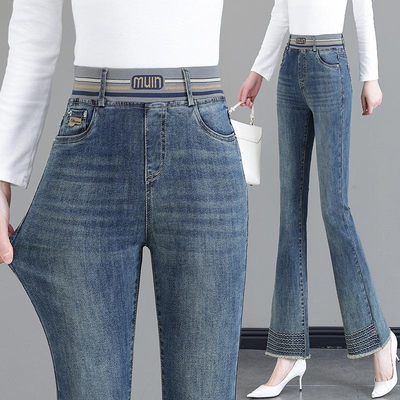 Женские брюки-клеш с высокой талией больших размеров, утягивающие, подкова