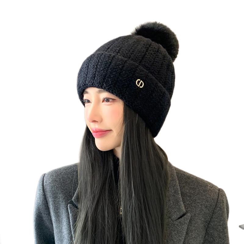 Осенне-зимняя теплая шерстяная шапка корейской версии, новая бархатная шапка с защитой ушей, универсальная шапка-пуловер с шерстяным помпоном, модная