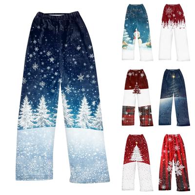 Женские осенне-зимние брюки, длинные брюки с принтом