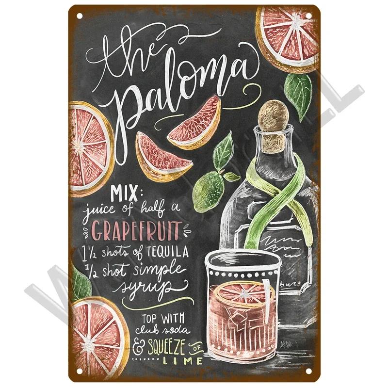 Metal Sign Vintage Tin Signs Retro Decorations Gin & Tonic Cocktail Plate Decorative Poster Plaque Bar Kitchen Home Wall Decor