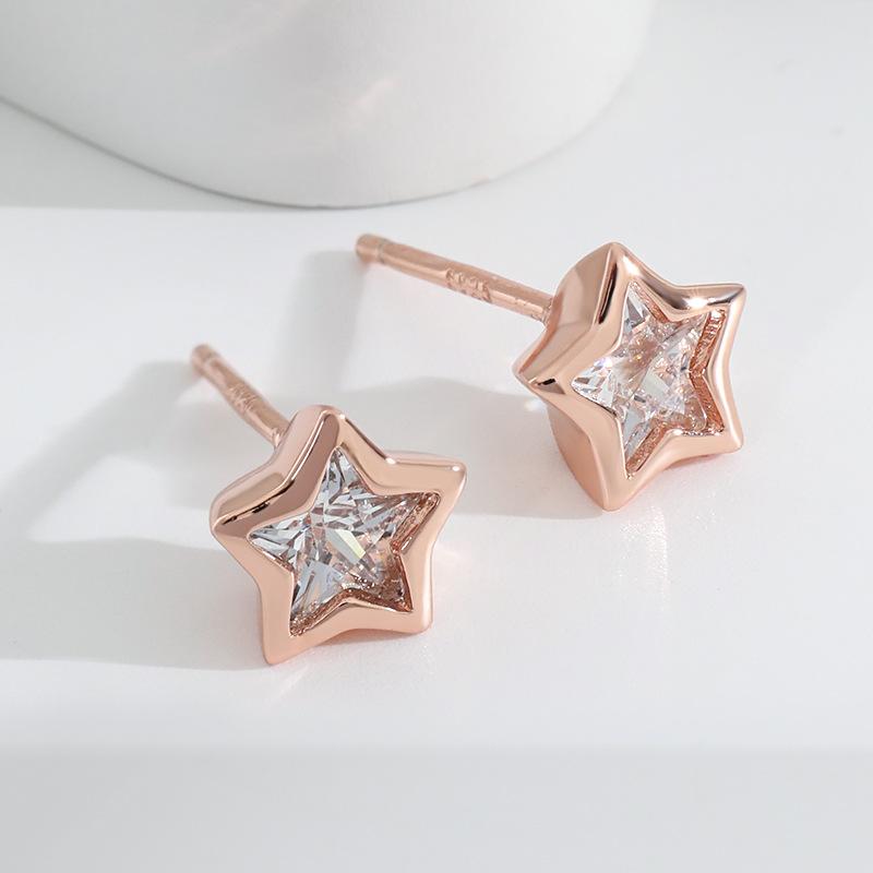 Гипоаллергенные серьги Palace Baroque Rose Gold с пятиконечной звездой в виде цветка метеора