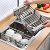 Retractable Stainless Steel Kitchen Sink Shelf Dish Rack Adjustable Sink Rack Kitchen Dish Holder Dish Drainer Fruits Vegetable Draining Rack