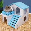 Hamster Wooden House Nesting Habitat Small Animals Colored Hideout Play Villa Chew for Dwarf Hamster Sleep