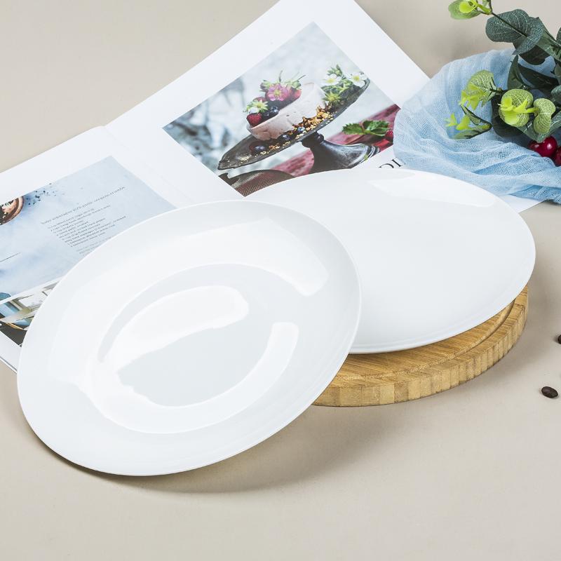 Sky Top Ceramic Dinner Plates Set, Pure White Bone China Plates, Moonlight Pattern, 7-Inch Diameter, 4-Piece Set