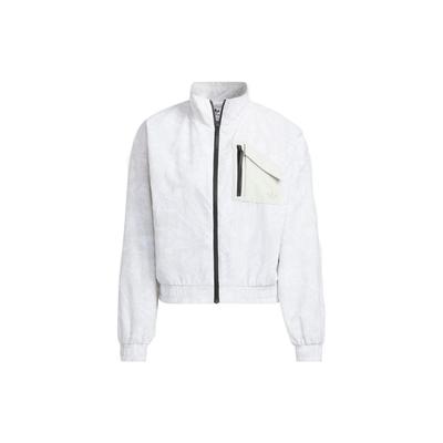 Оригинальная спортивная куртка с тремя полосками, накладным карманом, воротником-стойкой, застежкой-молнией спереди, женская куртка серого цвета HS9507