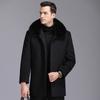 Winter Thick Cashmere Coat Men's Long Elderly Warm Plus Fleece Woolen Coat Real Fur Collar Loose Security Clothing