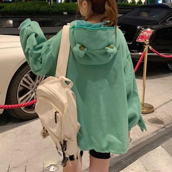 Простая унисекс толстовка в форме животного в корейском стиле с плюшевой толстовкой