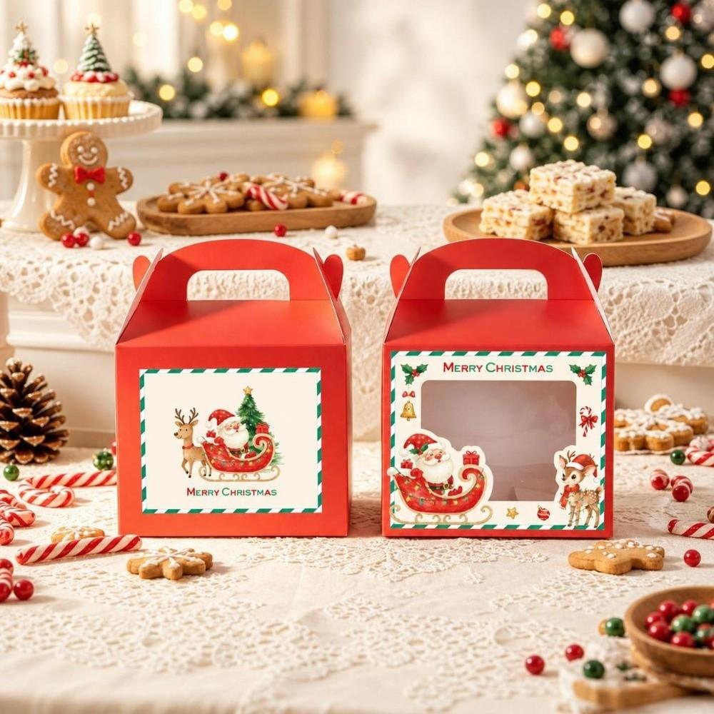 5pcs Clear Window Christmas Gift Box Christmas Gift Wrapping Box For Christmas Parties Gift
