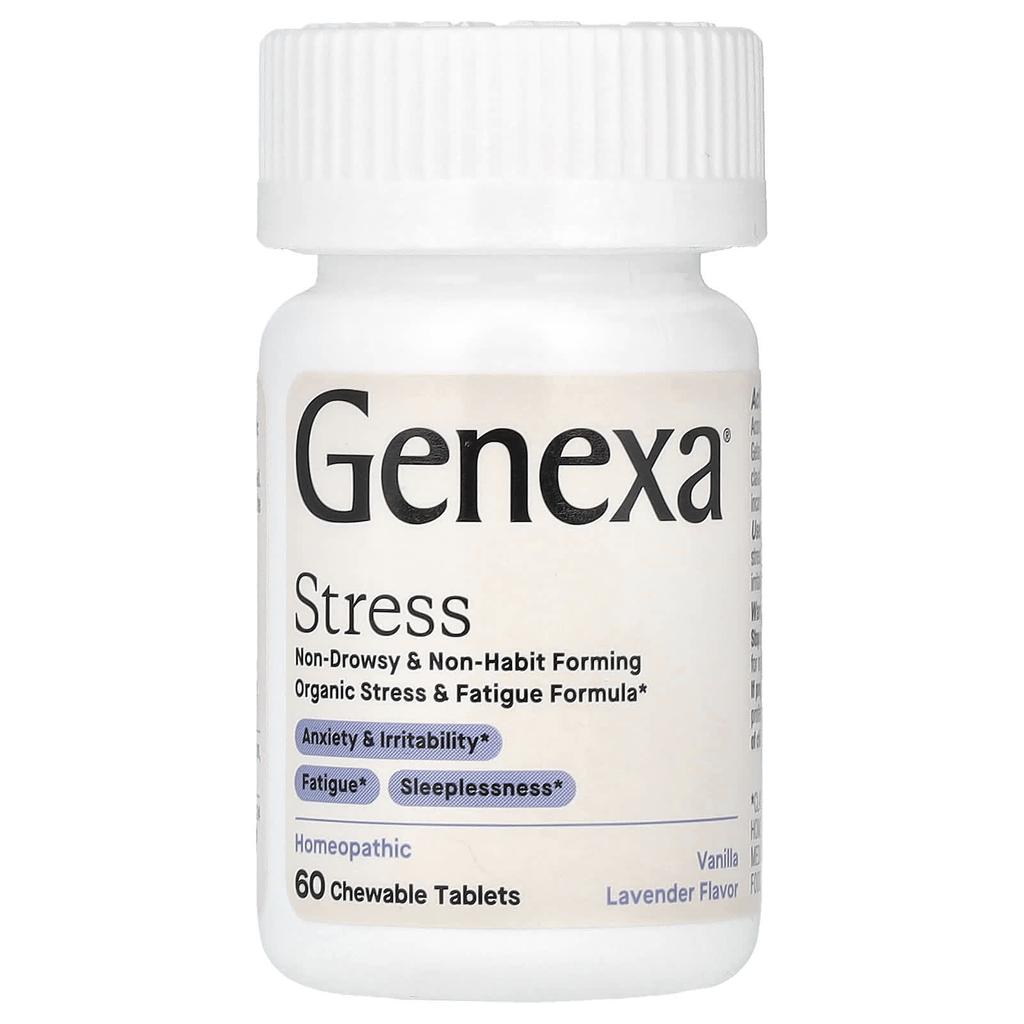 Genexa, Stress, Organic Stress and Fatigue Formula, Organic Vanilla/Lavender, 60 Chewables