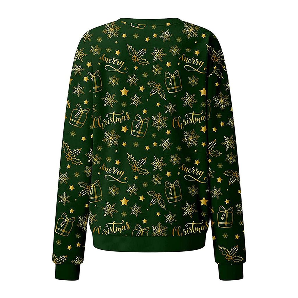 Модные женские рождественские принты для вечеринок с круглым вырезом и длинными рукавами, топы с головкой
