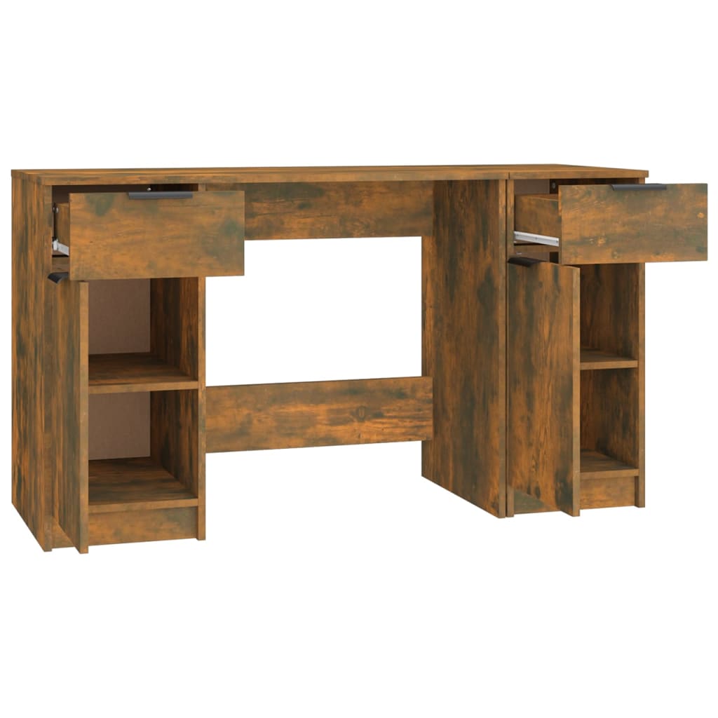 Desk with Side Cabinet Smoked Oak Wood Based Material