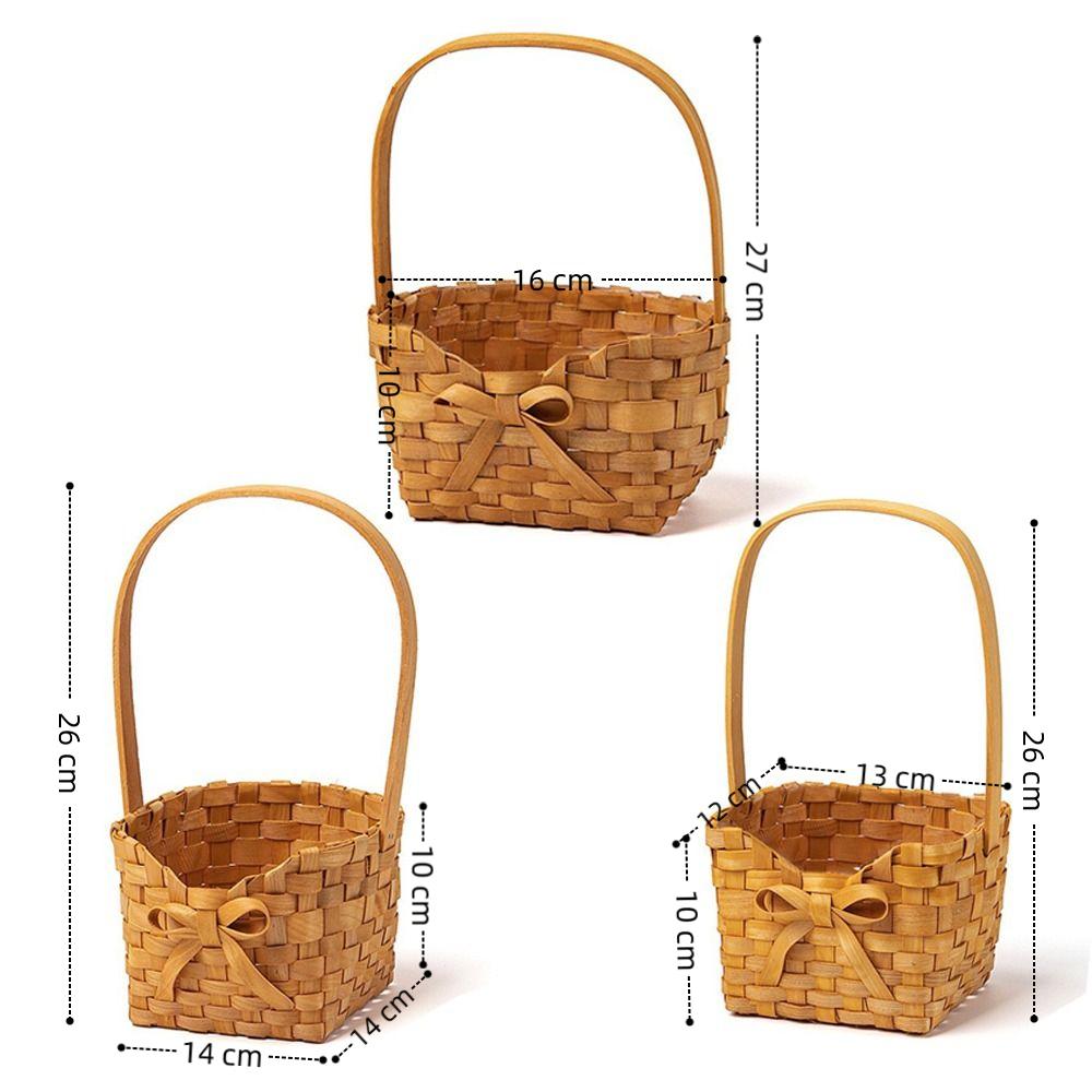Ивовая Ротанговая Свадебная Цветочная Корзина Ручной Работы с Ручкой Бант Цветочная Корзина Пикник Контейнер Корзина для Цветочных Композиций