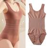 Бесшовное женское боди без рукавов с пряжкой и U-образным вырезом, сексуальное однотонное корректирующее белье без рукавов