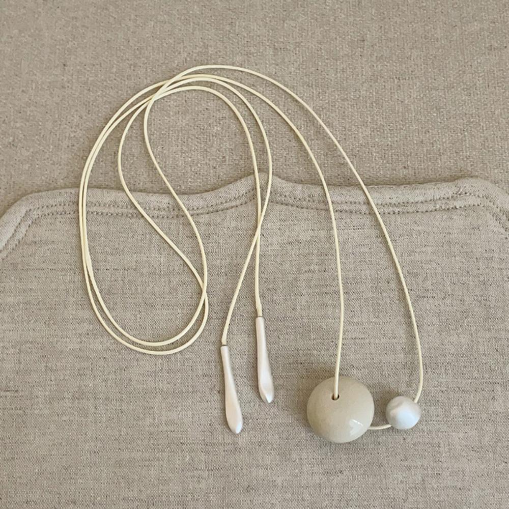 Vintage Bead Pendant Necklace Aesthetic Trend Choker Layered Cord Necklace Party