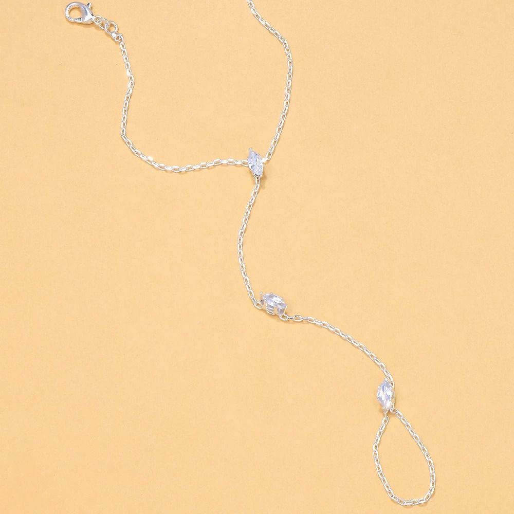 Женское тонкое кольцо-цепочка на палец, ручная цепочка, золото/серебро, браслет на палец, браслет с кристаллами циркония