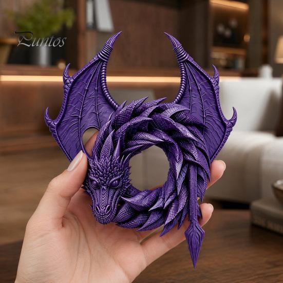 Декоративный праздничный венок 3D Креативное украшение в виде дракона, Реалистичное детализированное круглое украшение, Сезонный декор для дома Стильное настольное украшение для помещений,