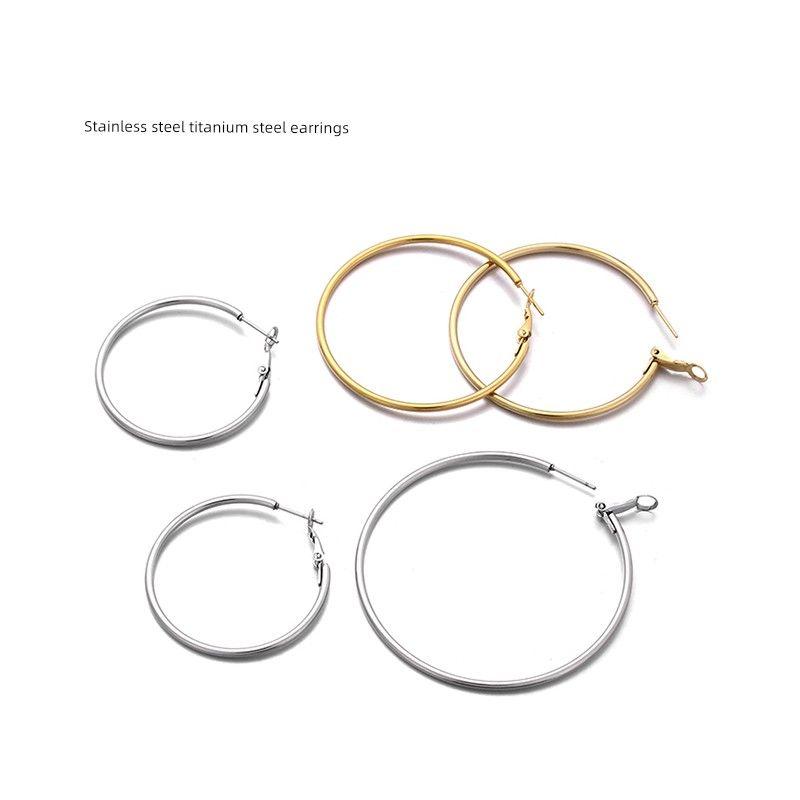 Women's Stainless Steel Big Circle round European and American Exaggerated Earrings