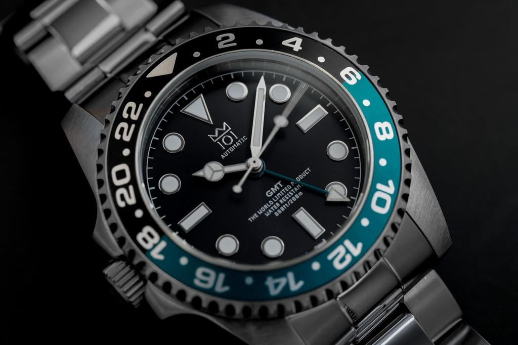 НОВАЯ модель АВТОМАТИЧЕСКИЕ ЧАСЫ Hyakuichi GMT Механические часы GMT Японский механизм Вращающийся безель Водонепроницаемость 20 АТМ Часы мирового времени Левая стрелка Левая заводная головка