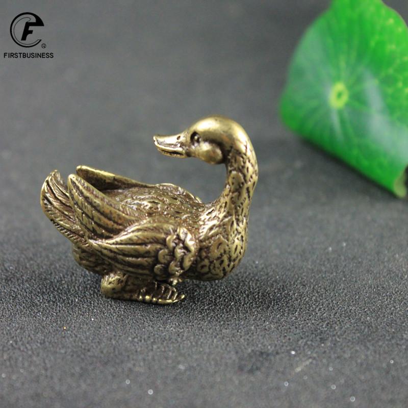 Brass Animal Small Mandarin duck Figurines Ornaments Handmade Copper Crafts Duck Pet Home Decor Accessories Desk Decorations