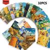32pcs, Oil Painting Rustic Postcards, Room Decoration Stickers, Brochure Materials, Souvenirs, Collectibles and Mailing
