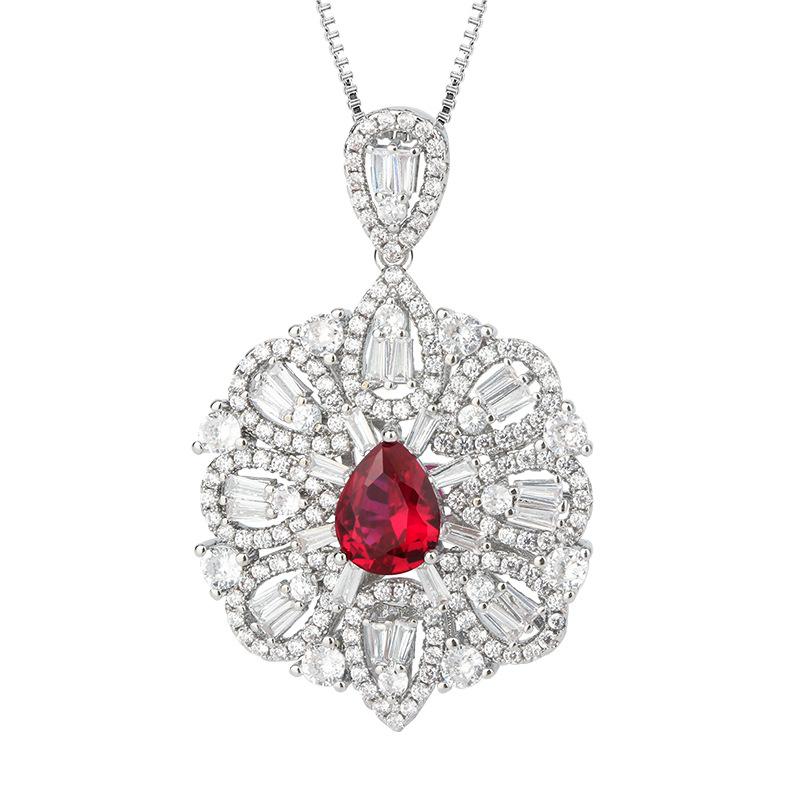 Ювелирные изделия Медное дно Золотое покрытие Имитация ветра Сокровище Капля воды Полый кулон Ожерелье Главный камень 7 * 9