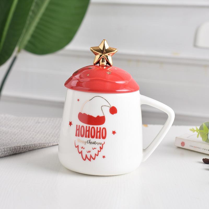 Креативная Рождественская Подарочная Кружка Керамическая Чашка Скандинавская Пара Чашка для Воды Чашка для Кофе с Крышкой Ложкой Чашка для Завтрака