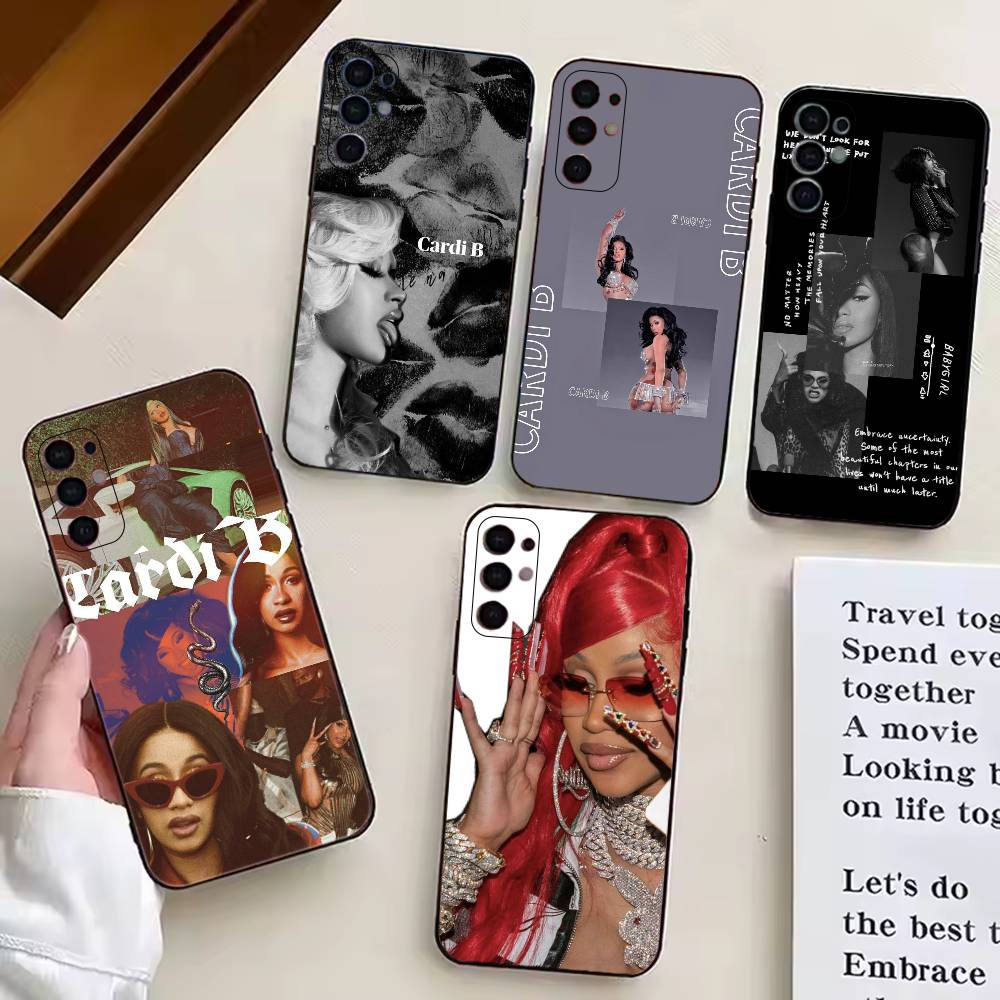 Hip Hop C-Cardi B Phone Case For Samsung S25,S24,S21,S22,S23,S30,Ultra,S20,Plus,Fe,Lite,Note,10,Black Cover