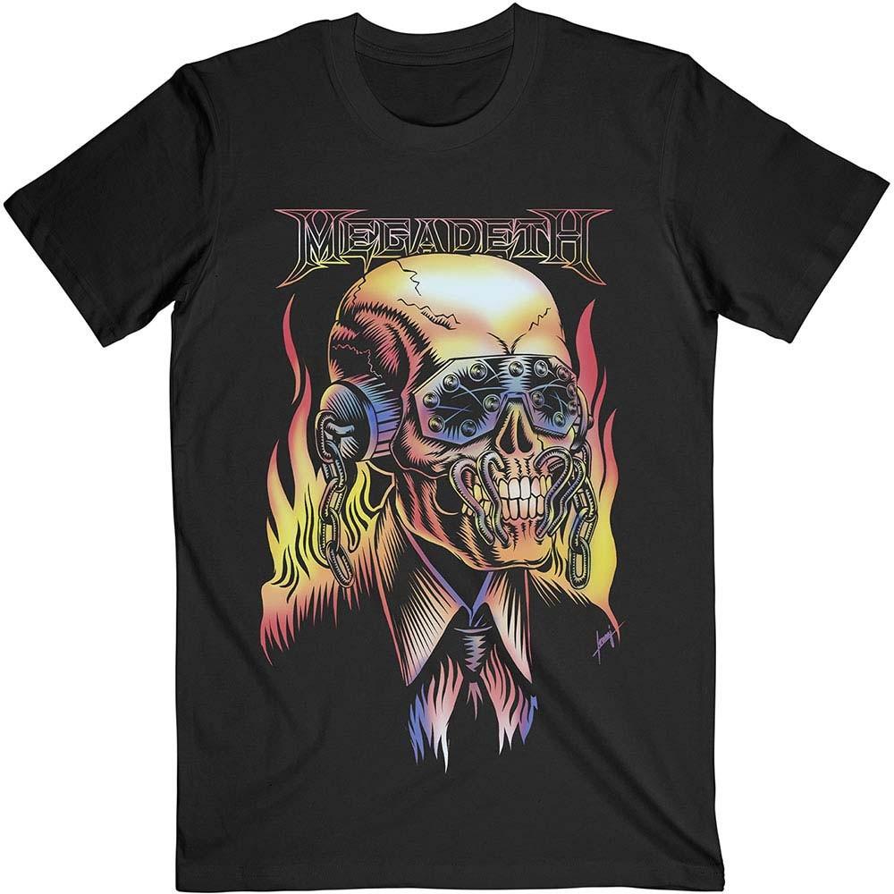 Men's Megadeth Flaming Vic Slim Fit T-shirt Medium Black