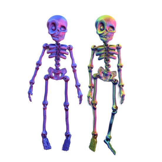 2/5Pcs 3D Printed Skeleton Refrigerator Magnet Halloween Poseable Skeleton Figurine