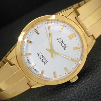 ВОССТАНОВЛЕННЫЕ ВИНТАЖНЫЕ МУЖСКИЕ ЧАСЫ MONTINE OF SWITZERLAND 17J С ПОЗОЛОЧЕННЫМ КАЧЕСТВОМ a285404-12