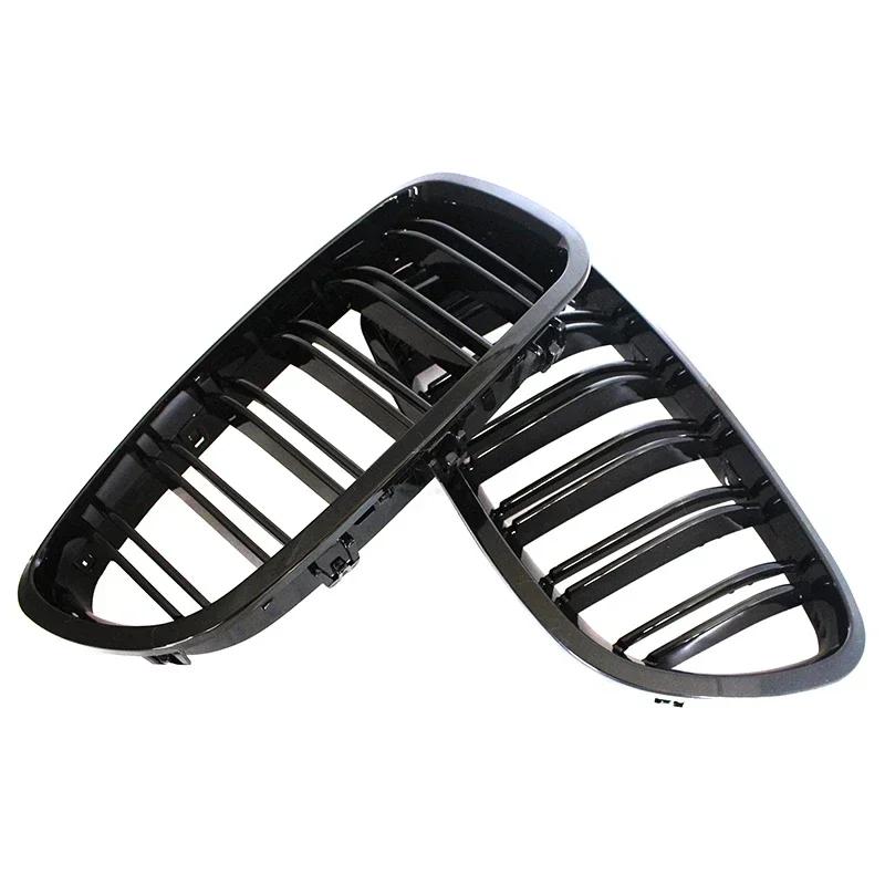 Для BMW 5 серии F10 F11 F18 520d 530d 540i 2010-2017 Автомобильная глянцевая черная решетка радиатора "ноздри" с двойными ламелями, гоночная решетка, сменная деталь