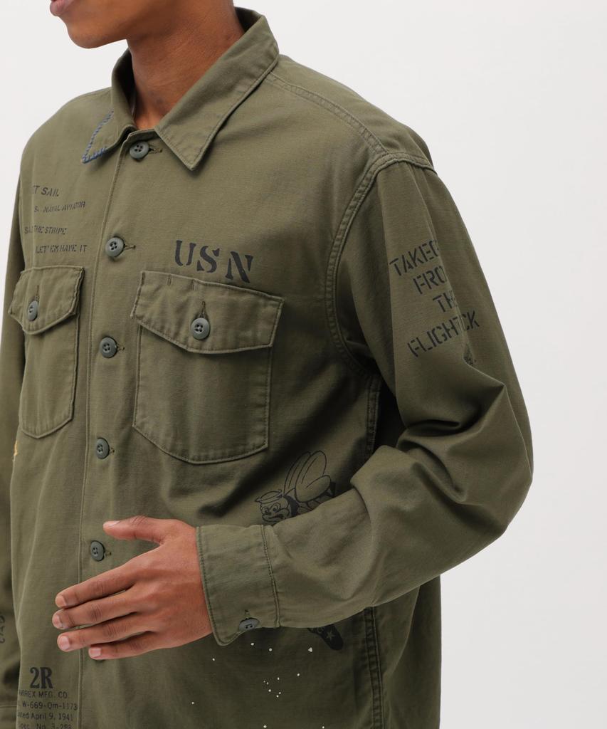 AVIREX AGED LOOK L/S UTILITY SHIRT M olive 783-6120006
