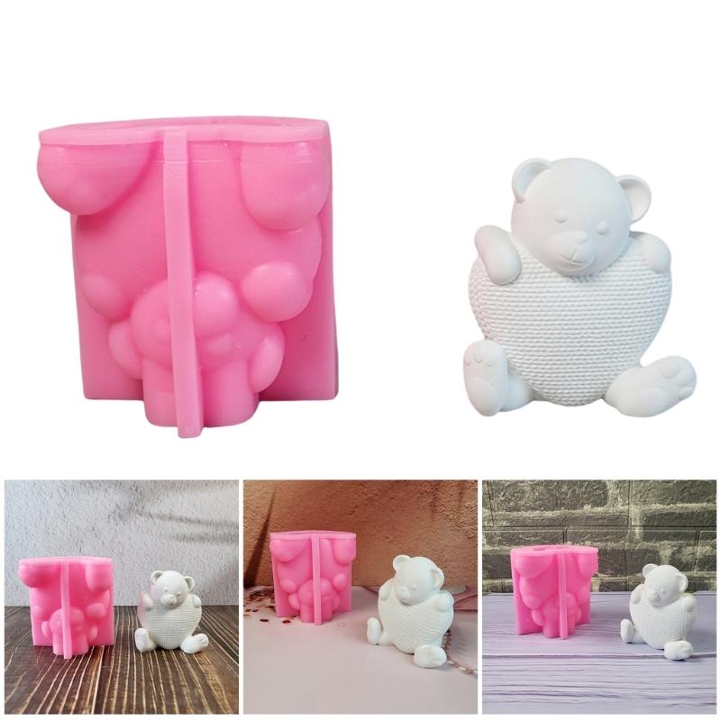 Крючком Сердце Медведь Силиконовые Формы для Свечей Мыла Шоколада Конфет Торта Мастики Украшения Цемент Гипс Силиконовые Формы