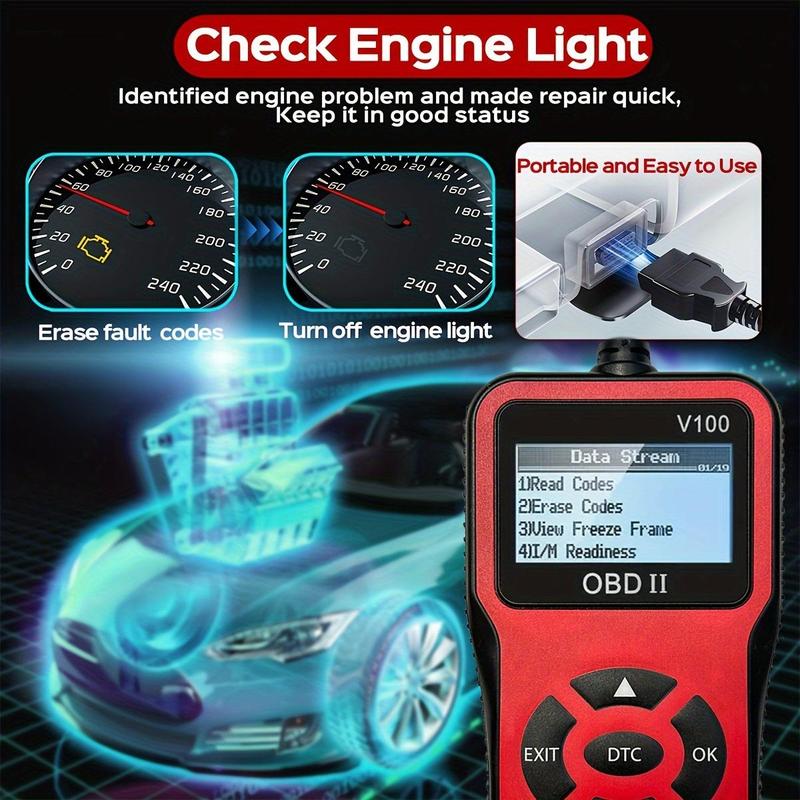 1 шт. V100 Профессиональный OBD2 сканер, Читатель кодов неисправностей двигателя, Диагностический инструмент сканирования для автомобилей с протоколом OBD II с 1996 года