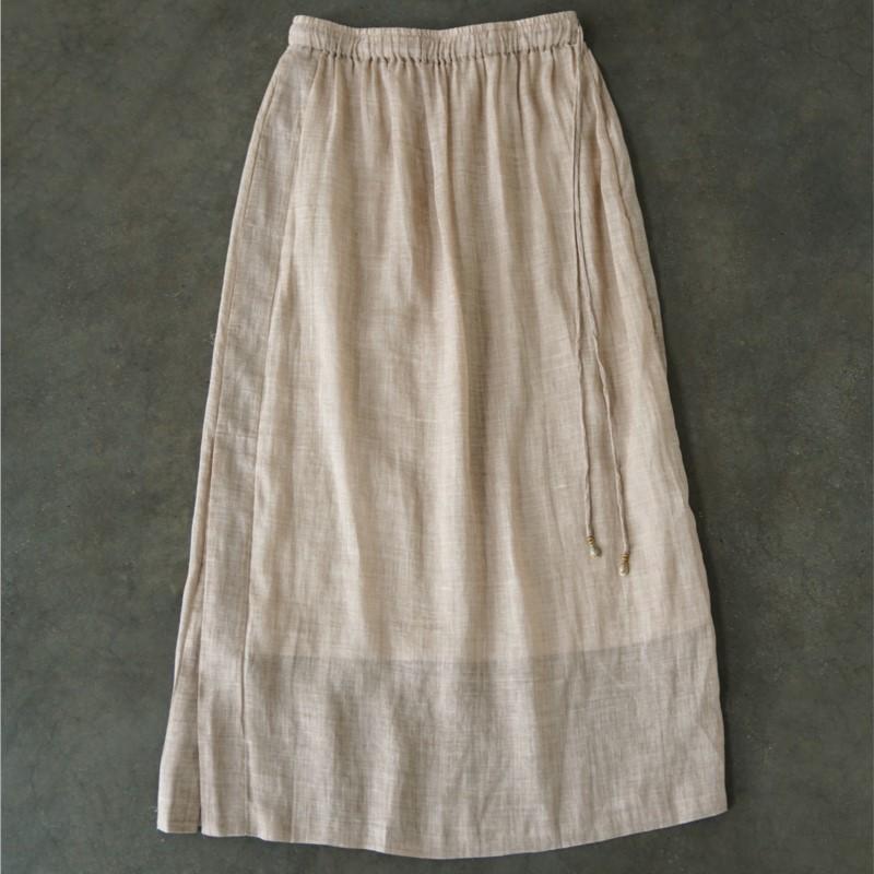 Johnature Женские винтажные однотонные юбки Эластичная талия Рами Высококачественная ткань Летние свободные женские А-силуэта юбки