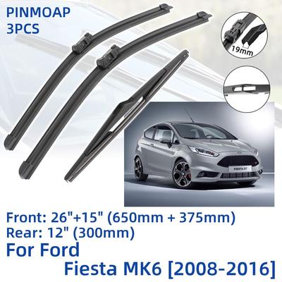 3 шт. для Ford Fiesta MK6 2008-2016 26 "+ 15" + 12 "передние и задние щетки стеклоочистителя лобовое стекло резак для окон аксессуары 2011 2012 2013 2014 2015 2016
