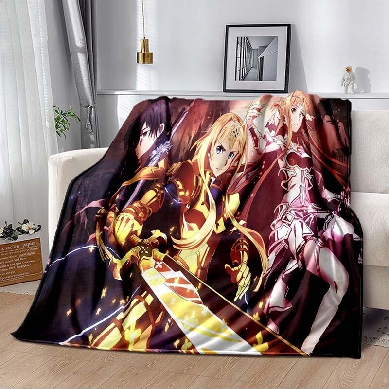 Asuna Sword Art Online флисовое одеяло с 3D принтом для кроватей, походов, пикников, толстое одеяло, покрывало, флисовое одеяло
