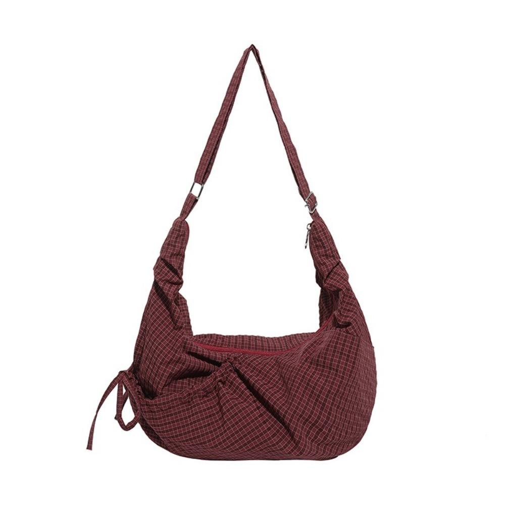 Lightweight Pleated Shoulder Bag Korean Style Canvas Dumpling Bag Ladies/Girls